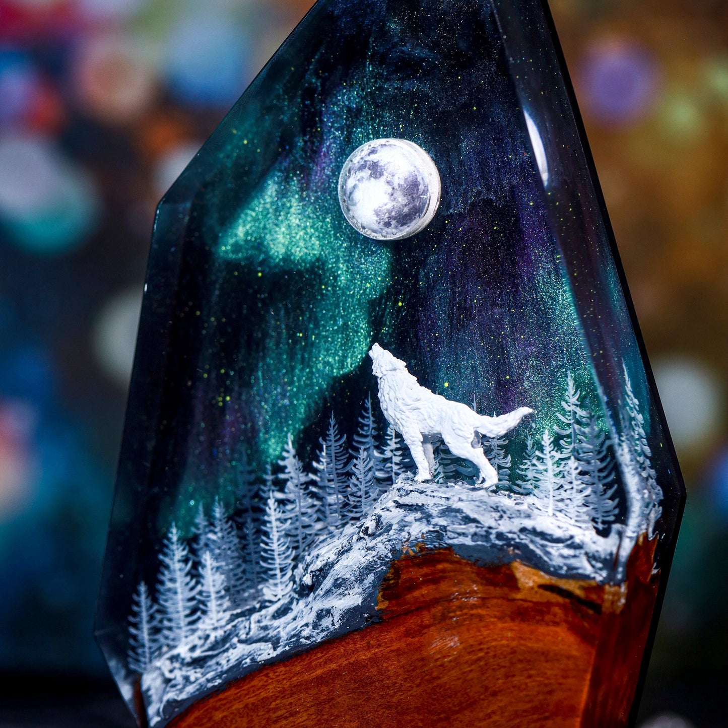 Aurora Borealis Lamp Howling Wolf Northern(SGR)