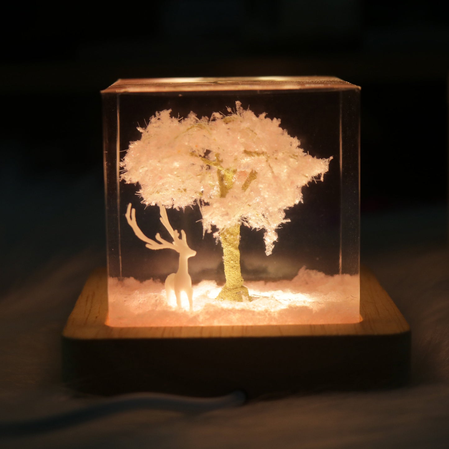 Sakura Scene Square Resin Night Light