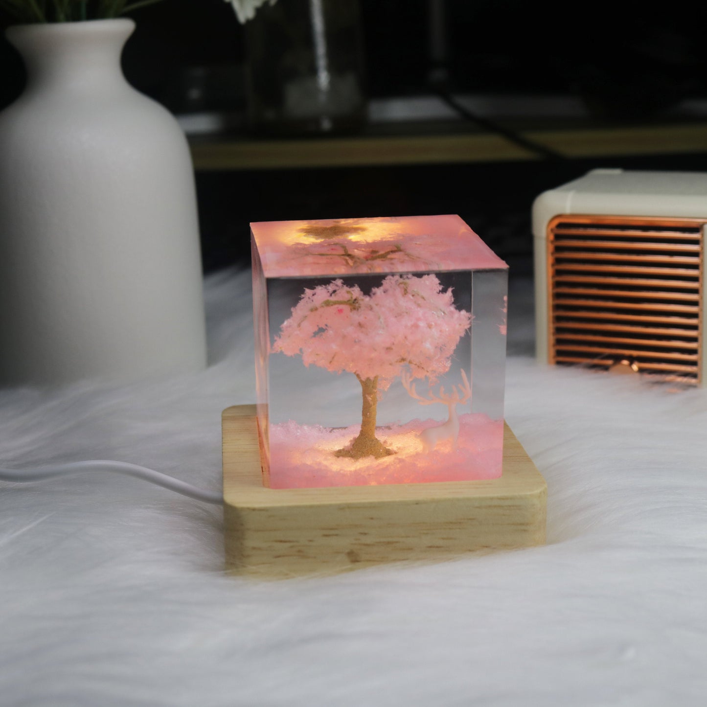 Sakura Scene Square Resin Night Light