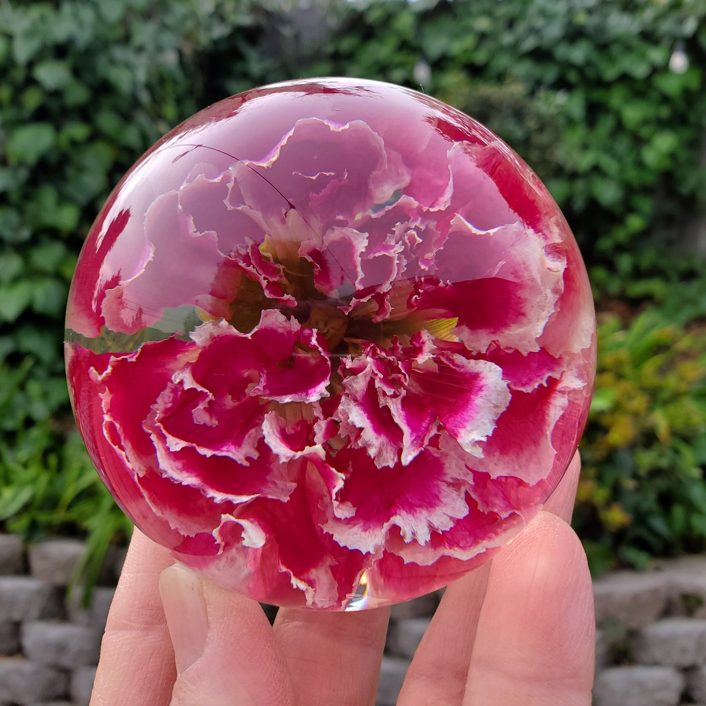 Pink Carnation Resin Sphere