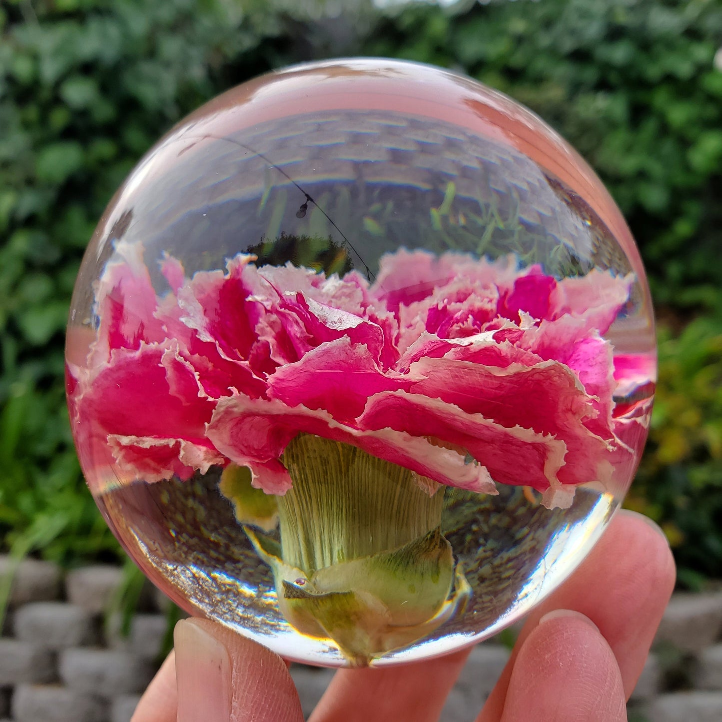 Pink Carnation Resin Sphere