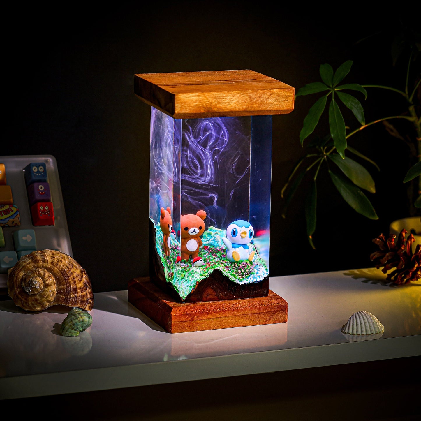 Kuma and Piplup Pokemon Epoxy Lamp