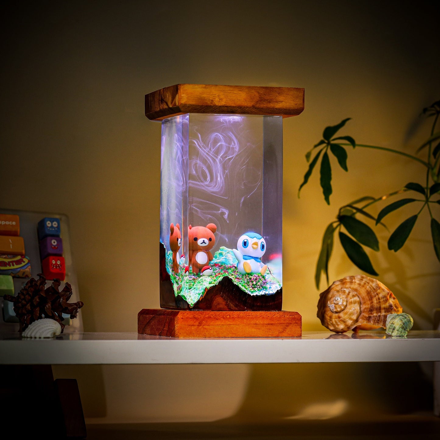 Kuma and Piplup Pokemon Epoxy Lamp