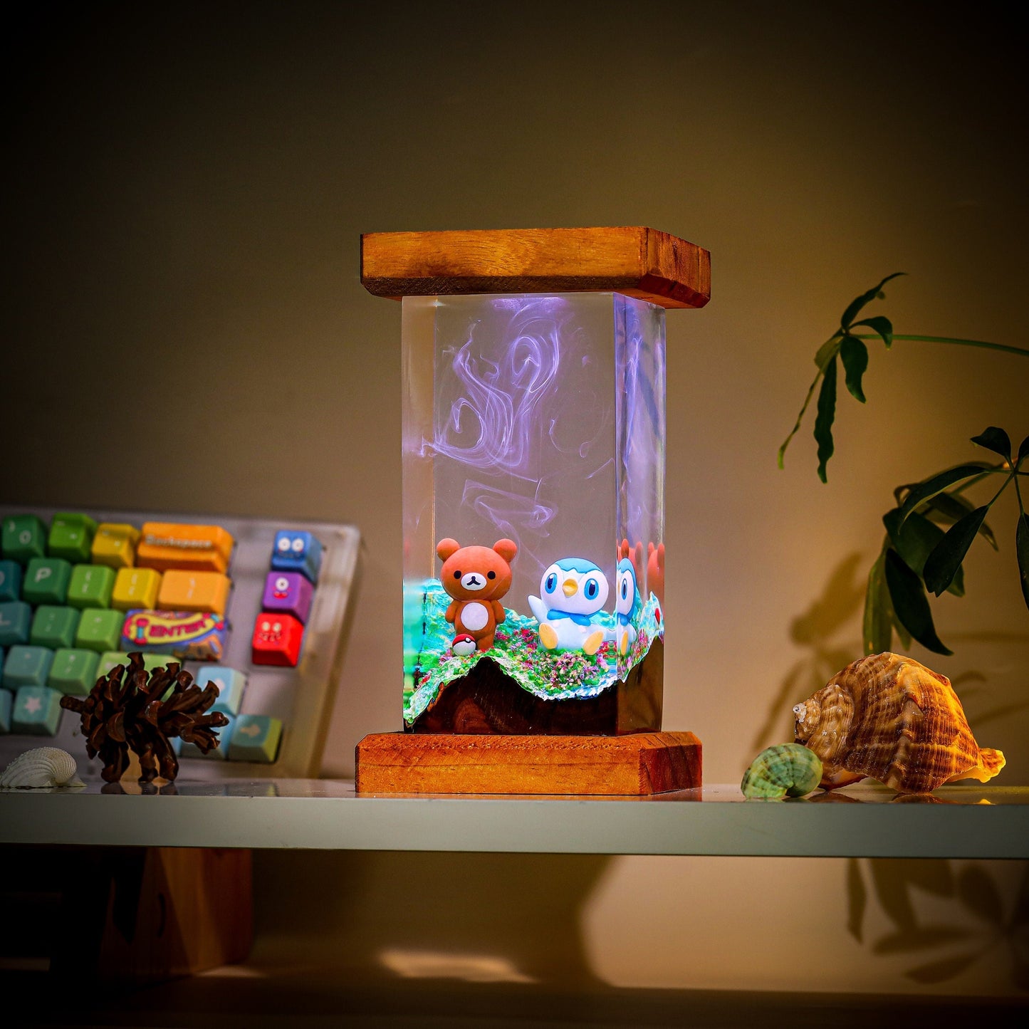 Kuma and Piplup Pokemon Epoxy Lamp