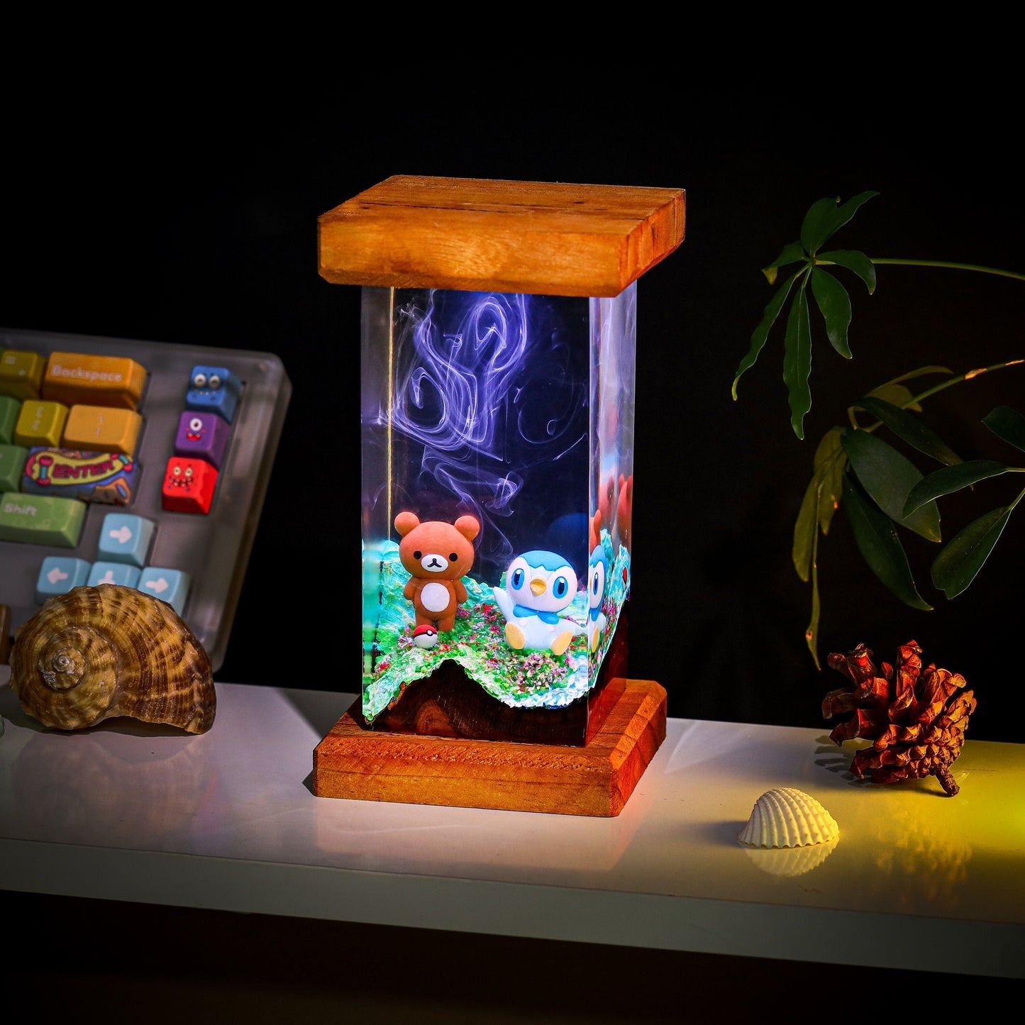 Kuma and Piplup Pokemon Epoxy Lamp